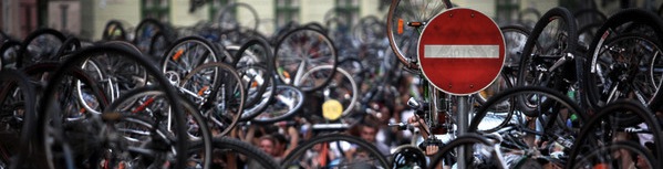 Hungarian cyclists hold up their bikes a